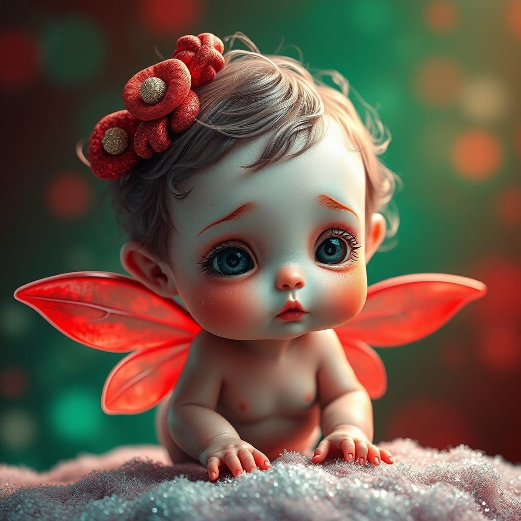 Vibrant Cherubic Creature in Dreamlike Setting