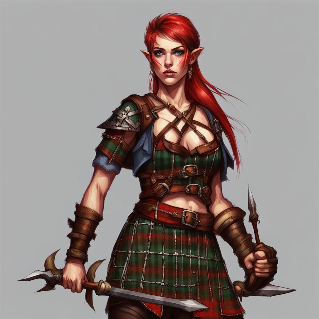 Mystical Tartan Barbarian Elf Warrior