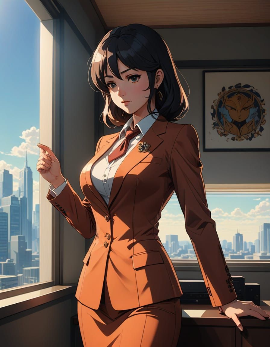 Powerful Anime Lady Boss in 1970s Style