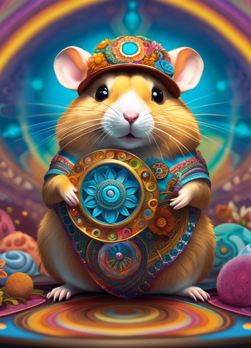 Hippie Hamster's Psychedelic Trip in Digital Art