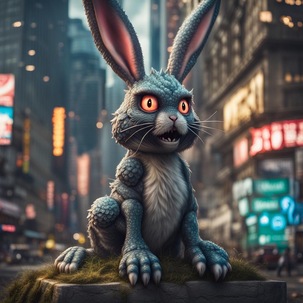 Kaiju Furry Anthro Bunny Pokemon: Cinematic Digital Art