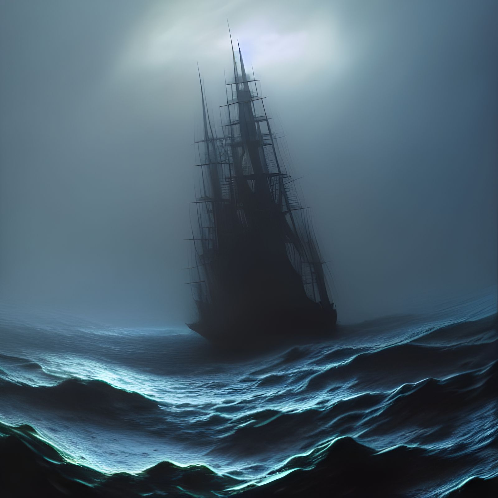 Ghost Ship on Haunted Seas: Romanticism Style