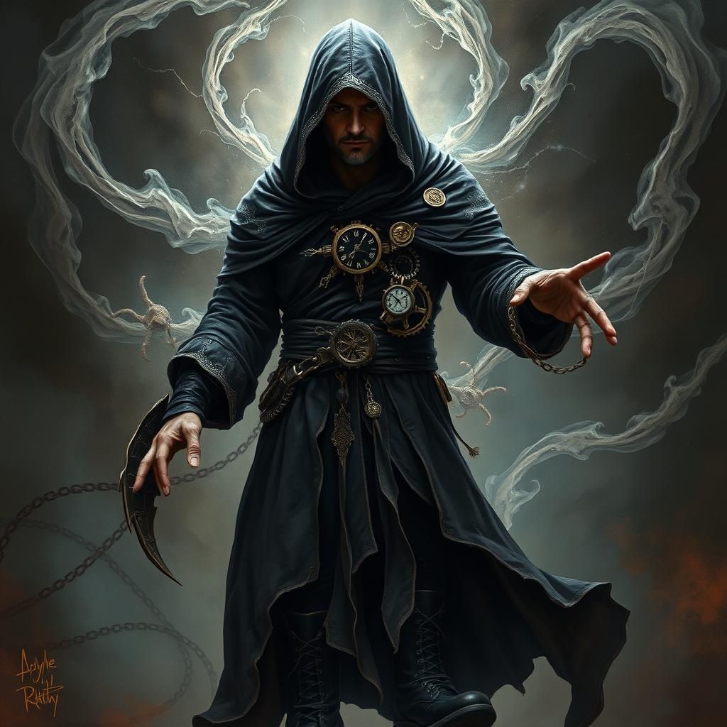 Mystical Monk with Clockwork Mechanisms