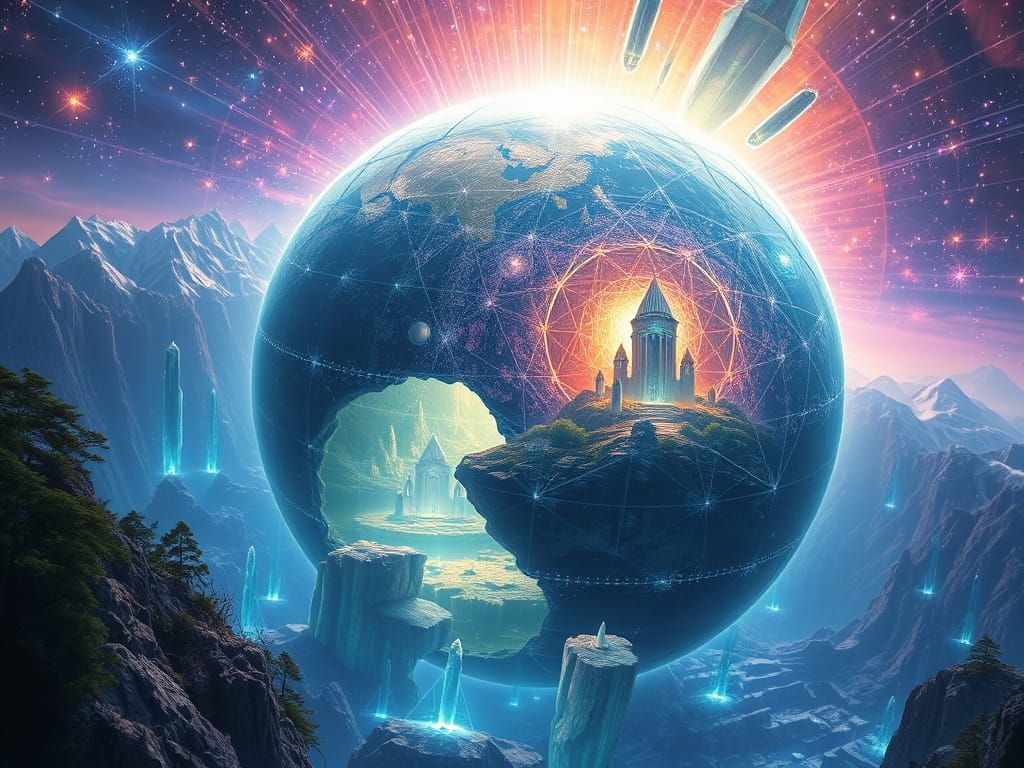 Surreal Planetary Awakening Scene in Flux Art Style