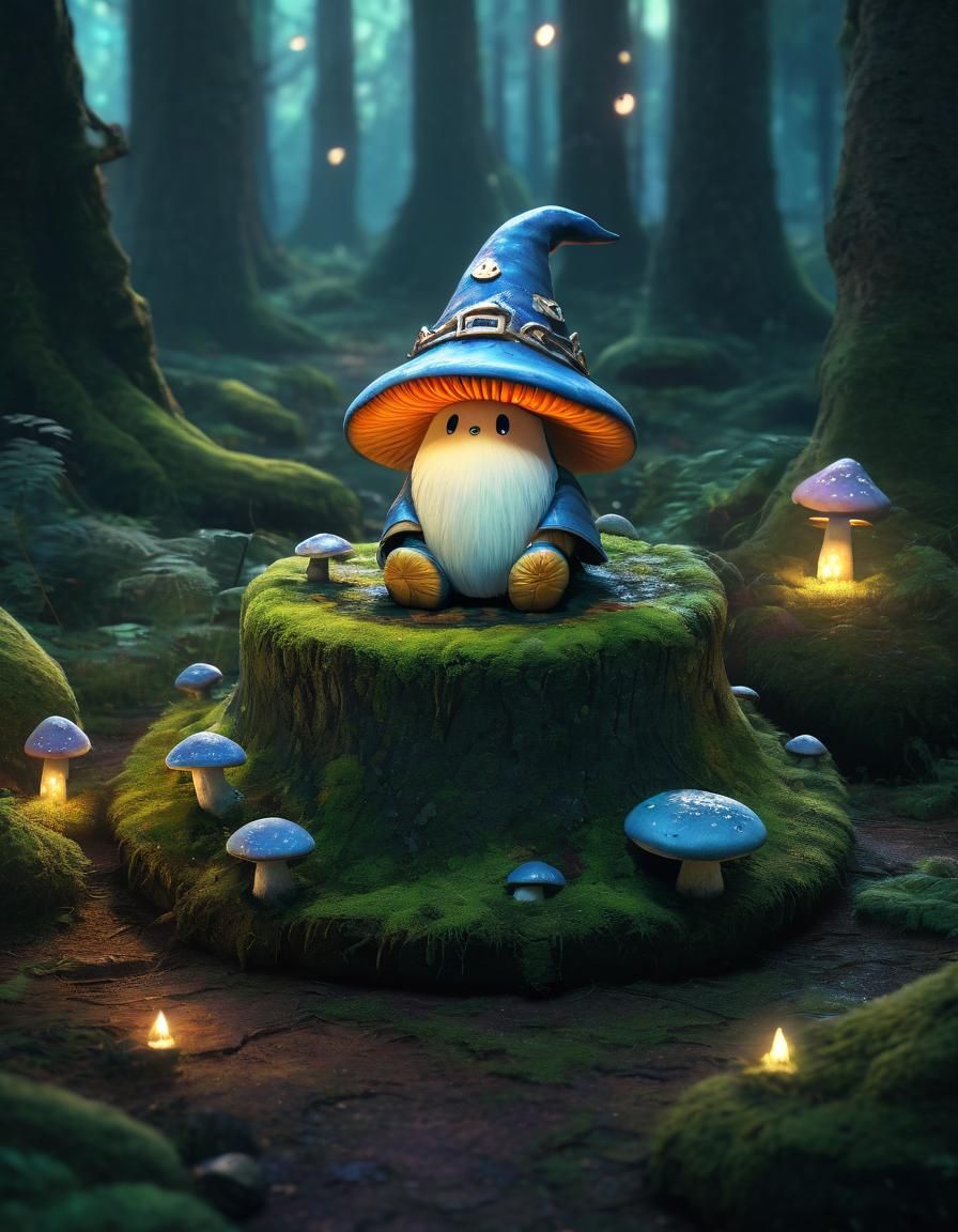 Enchanted Stone Creature in Mystical Forest