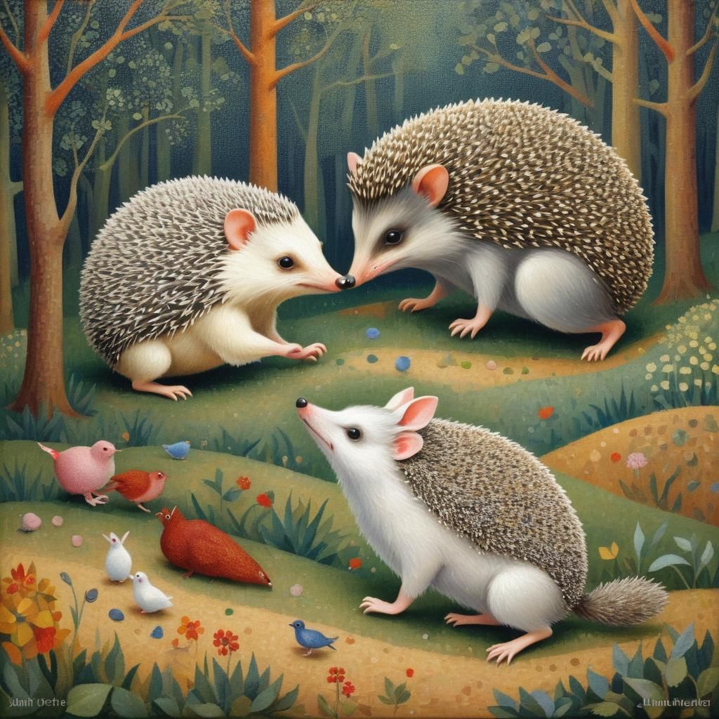 Pointillist Hedgehog Versus Imaginistic Bulbul Rabbit