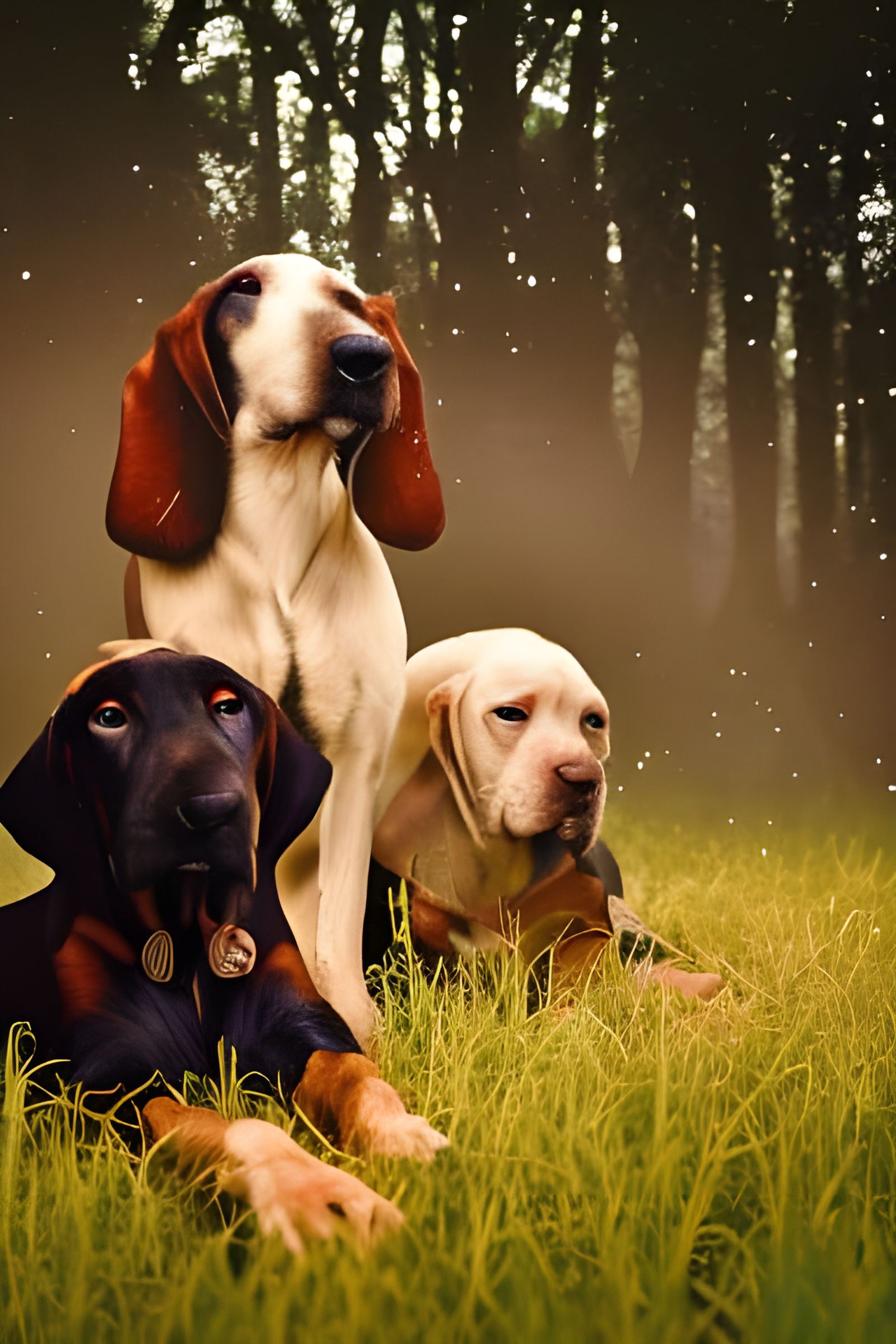 Hunting Dogs Portrait with Studio Lighting