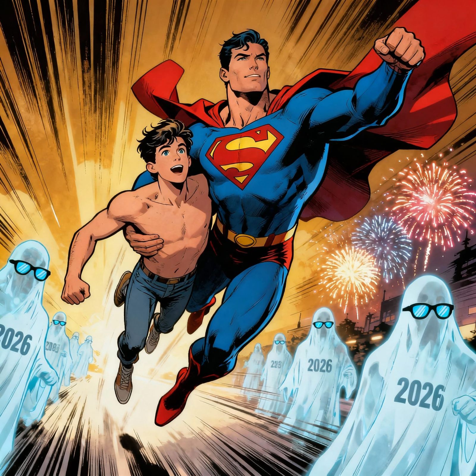 Superman and Jimmy Olsen Battle Ghosts in Dynamic Comic Art