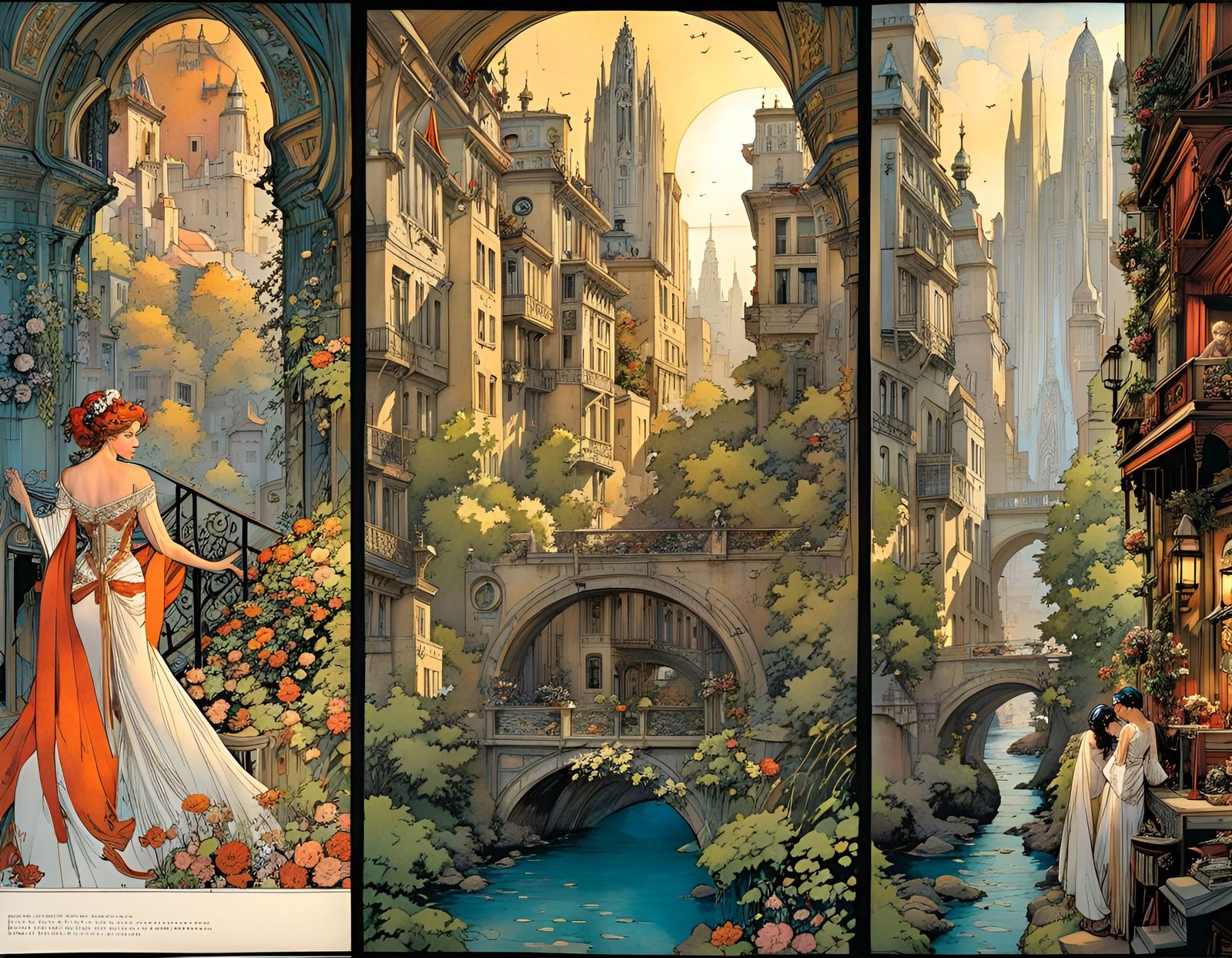 Comic Book Page in Art Nouveau Style