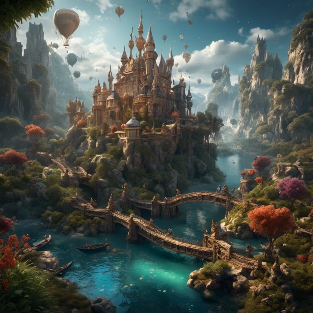 Fantastical Matte Painting of Lost Children: Hyperreal Detai...