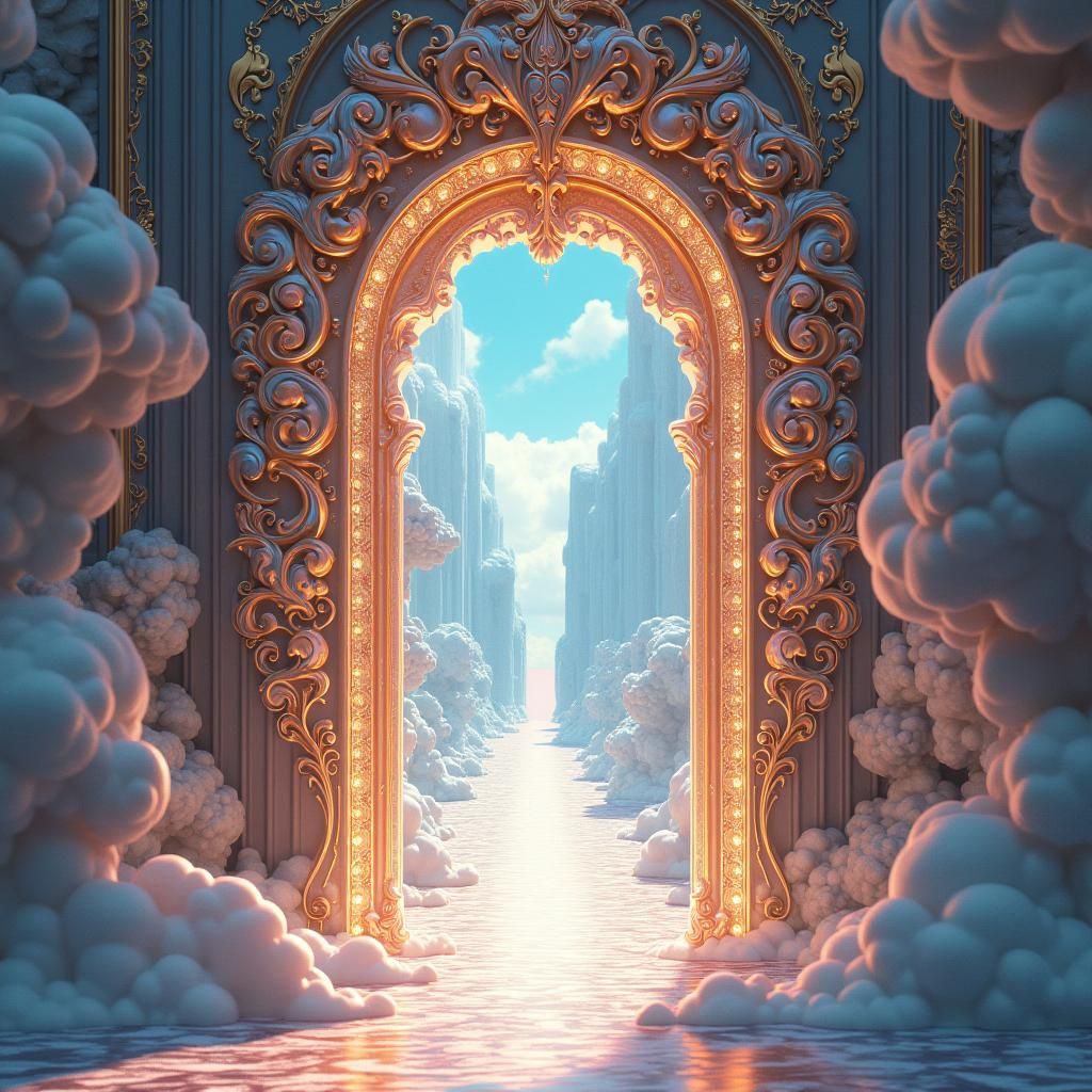 Paradise Gates: Hyperreal Anime-Inspired 3D Render