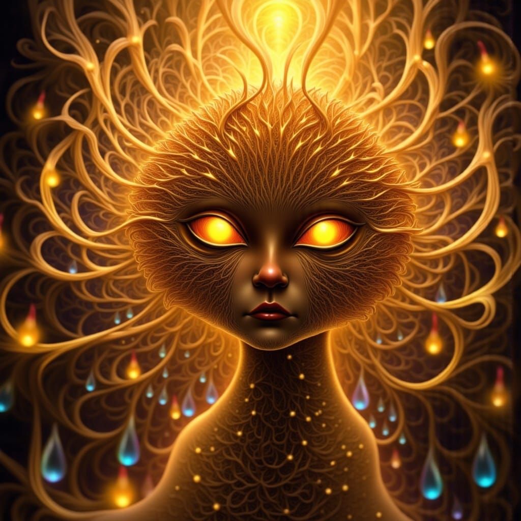 Ethereal Golden Octopus Goddess