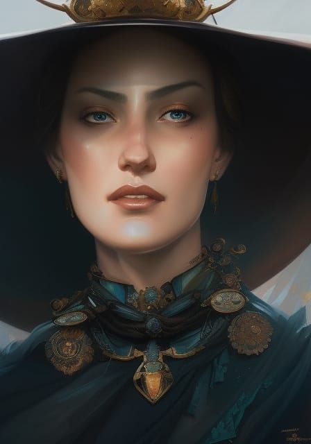 Detailed Portrait of Beatrice in Art Nouveau Style