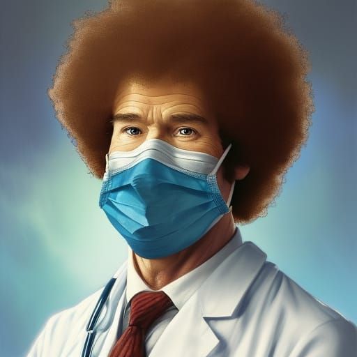 Bob Ross as Doctor: Hyperdetailed Portrait