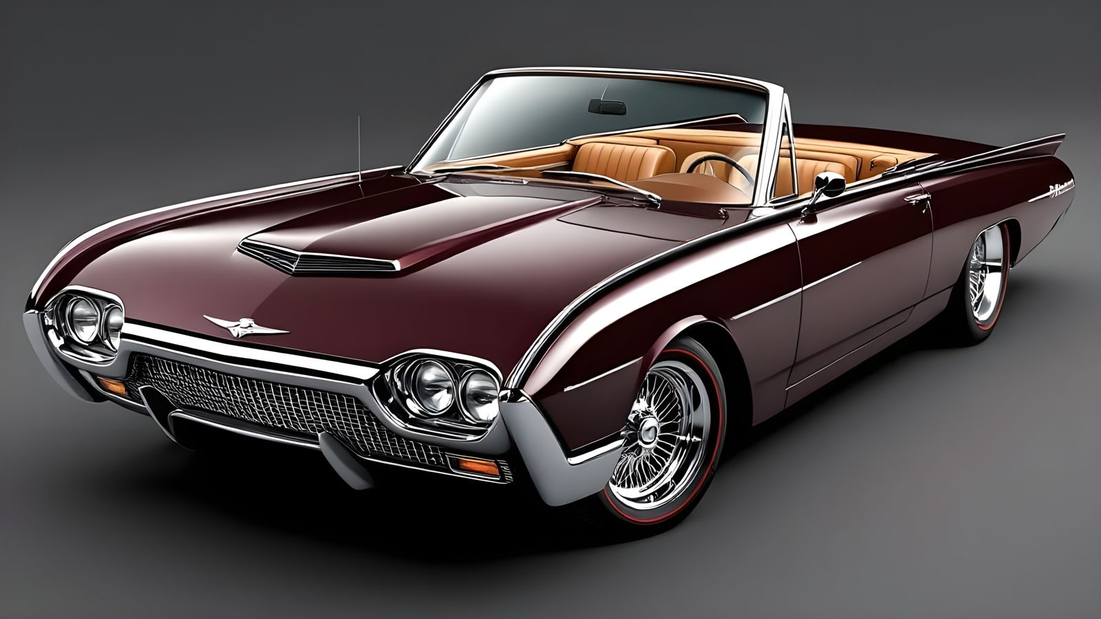 Dark Cherry 1963 Ford Thunderbird RestoMod in 3D