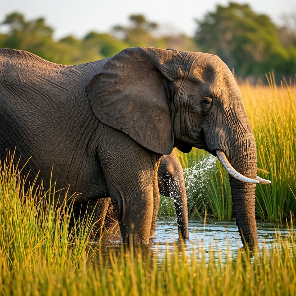 Elephants in marsh