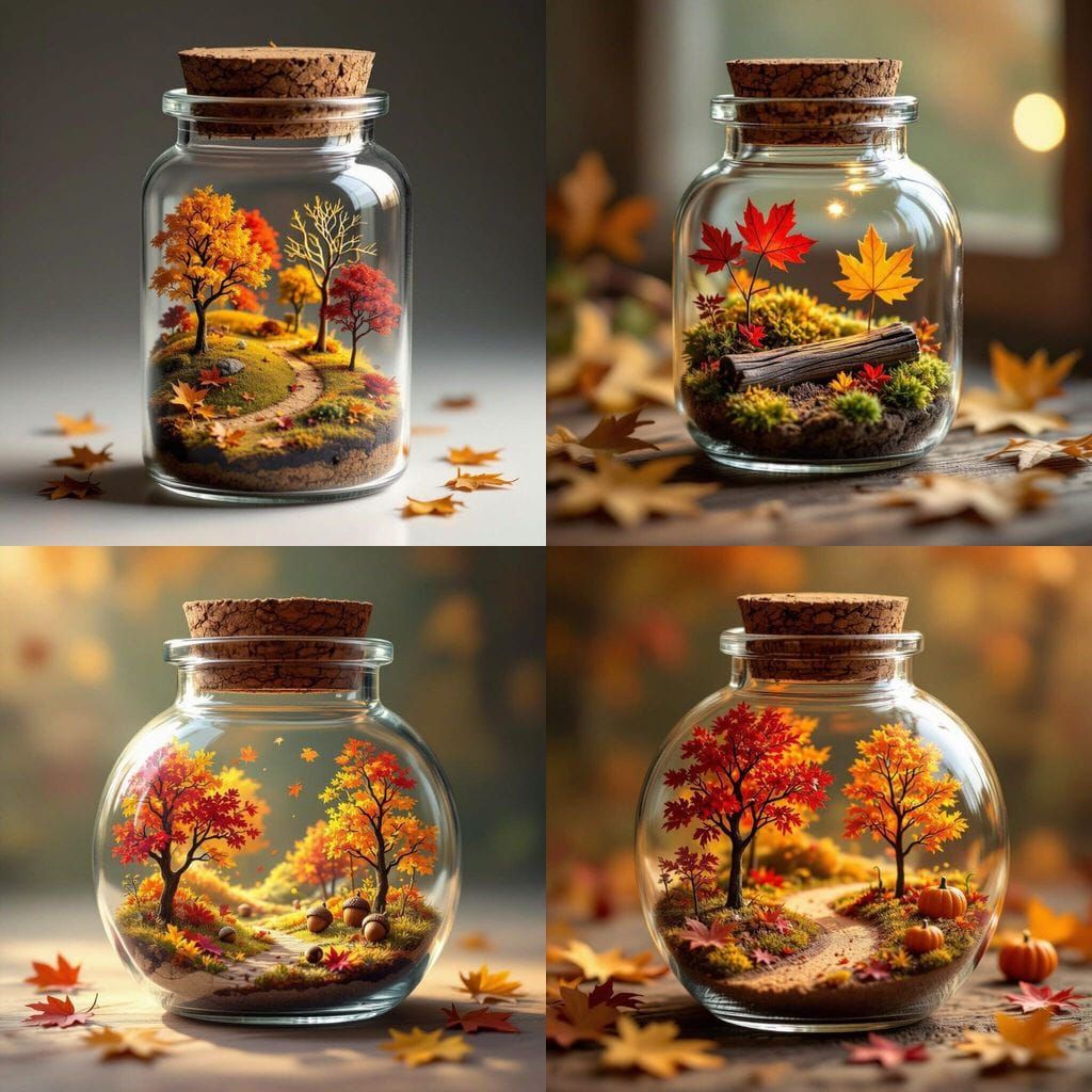 Miniature Autumn Scene in a Glass Tube