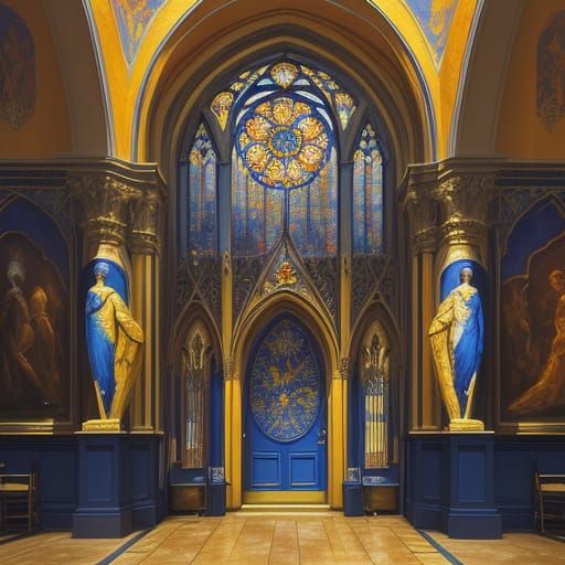 Vibrant Cathedral in Impressionist Oil Painting Style