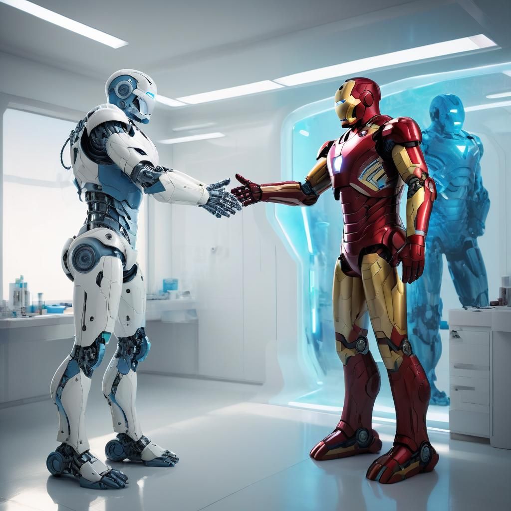 Iron Man and Sonny: Futuristic Robot Collaboration