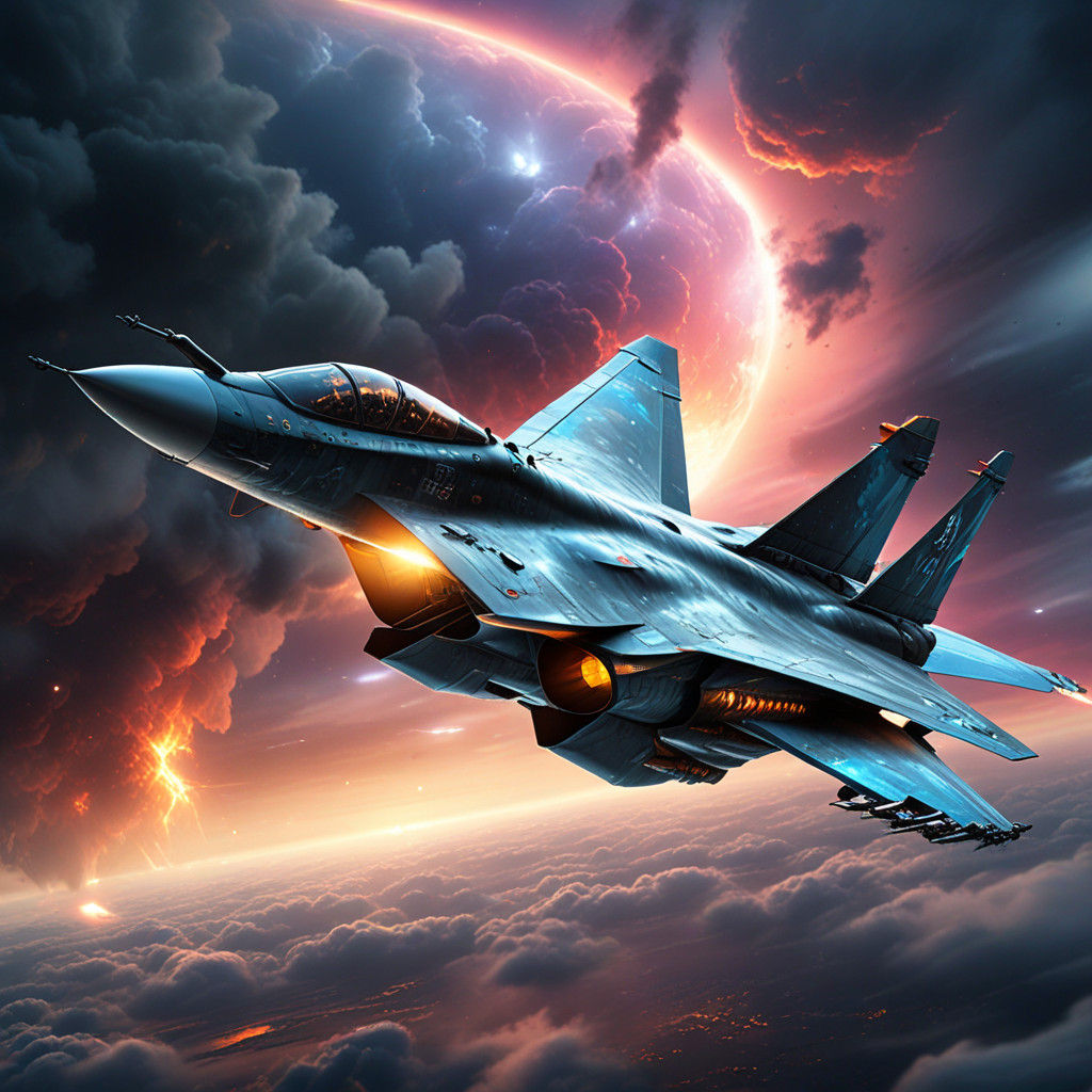 Hyperrealistic Su-57 Concept Art with Alien Technology