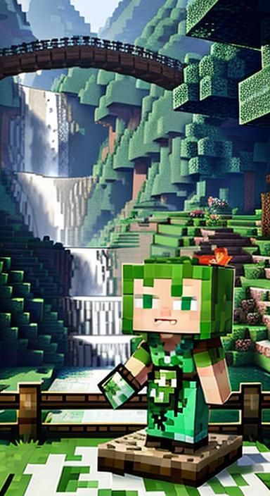 Ethereal Geisha Rides Horse to Serene Mountain Waterfall