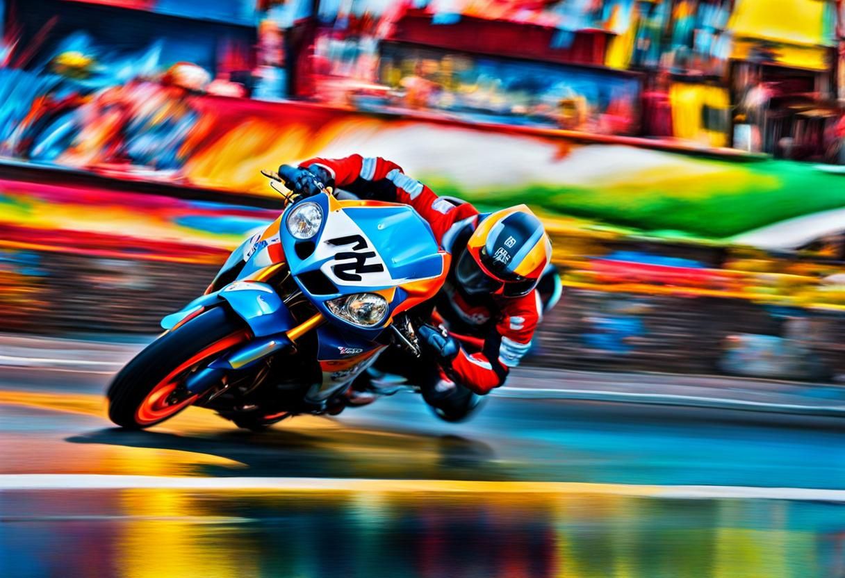 Surreal Street Art: Motorcycles in Melting Gouache Style