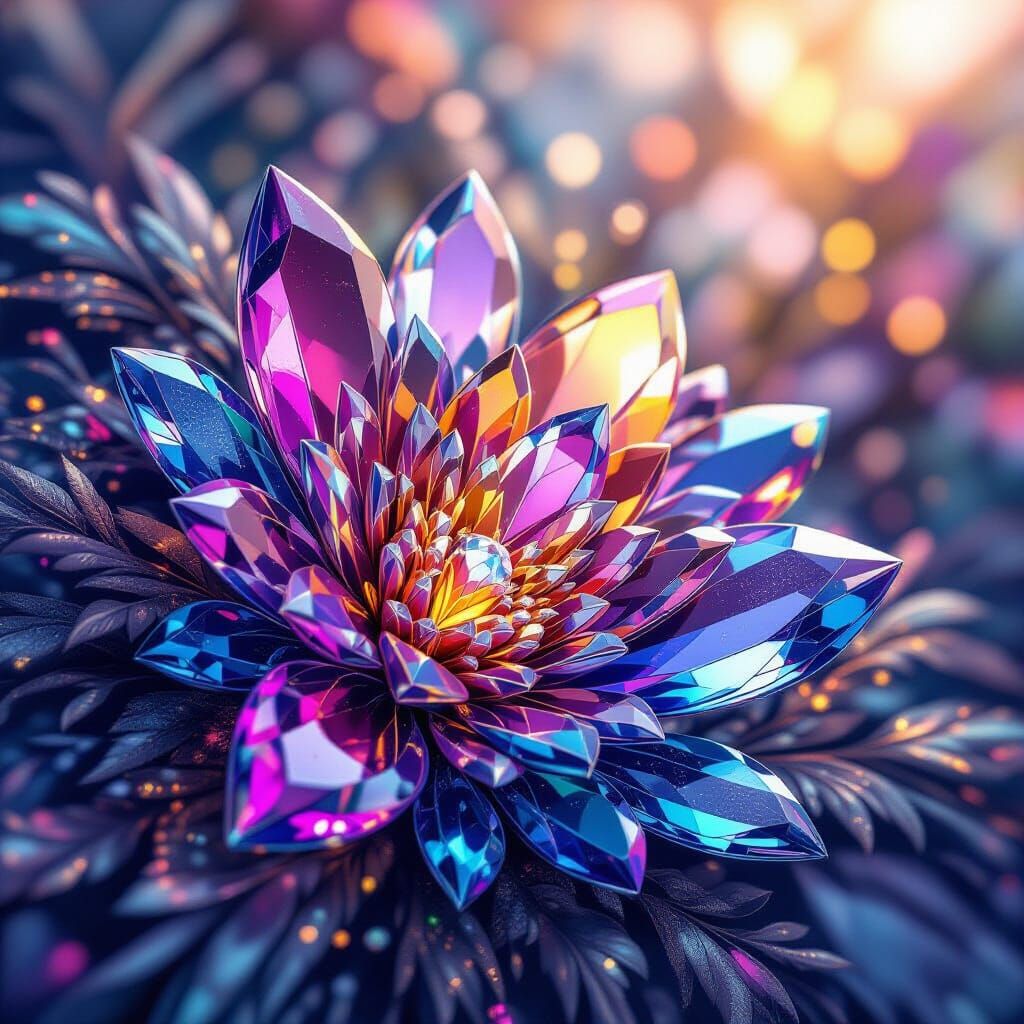 Vibrant Multicolored Crystal Pattern Art