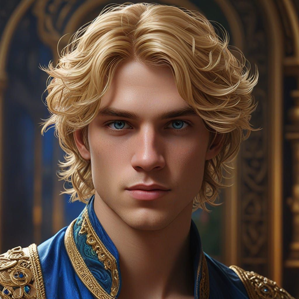 Regal Prince with Chiseled Features in Vibrant, Dreamlike Po...