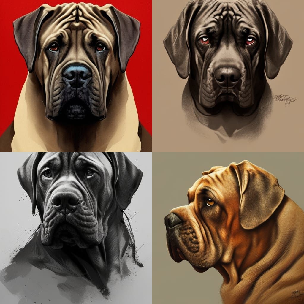 Detailed Portrait of Italian Mastiff in Splash Art Style