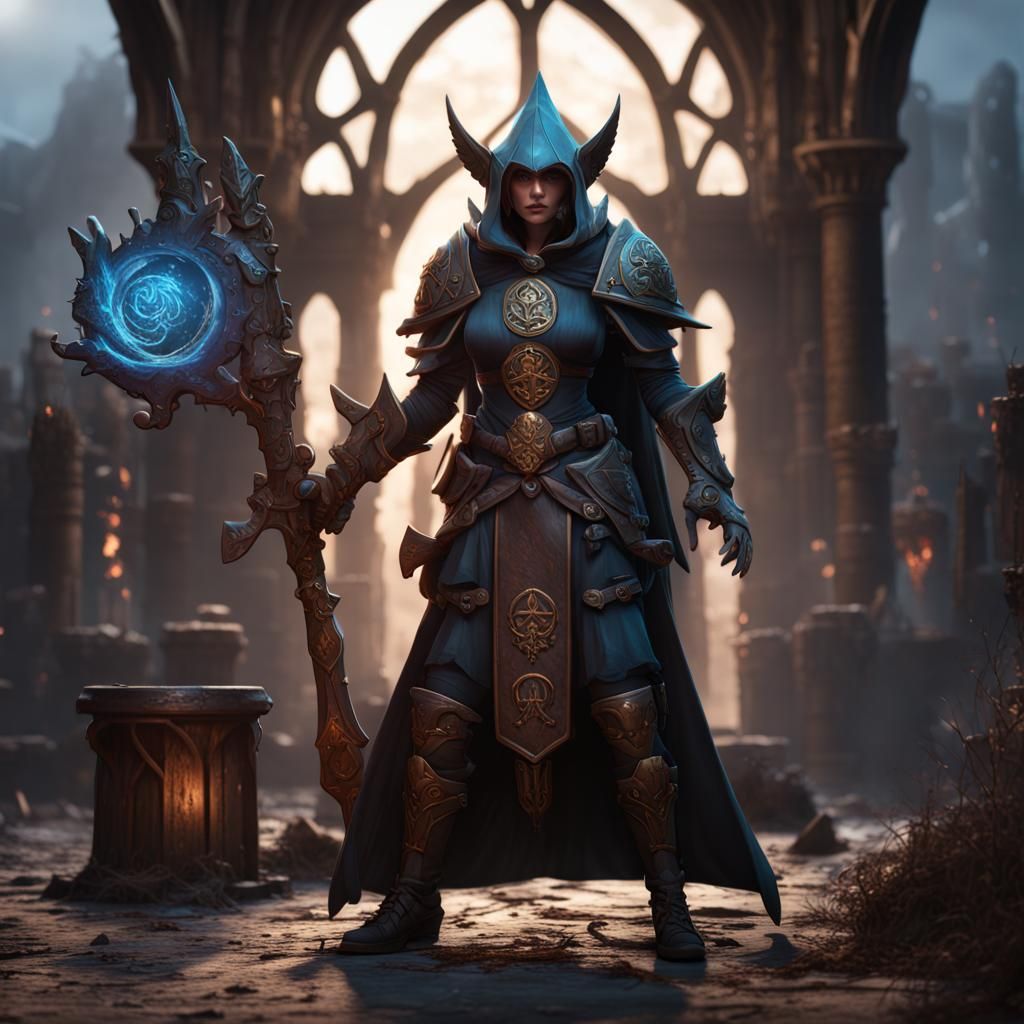 Changeling War Mage Mercenary in Detailed Matte Painting