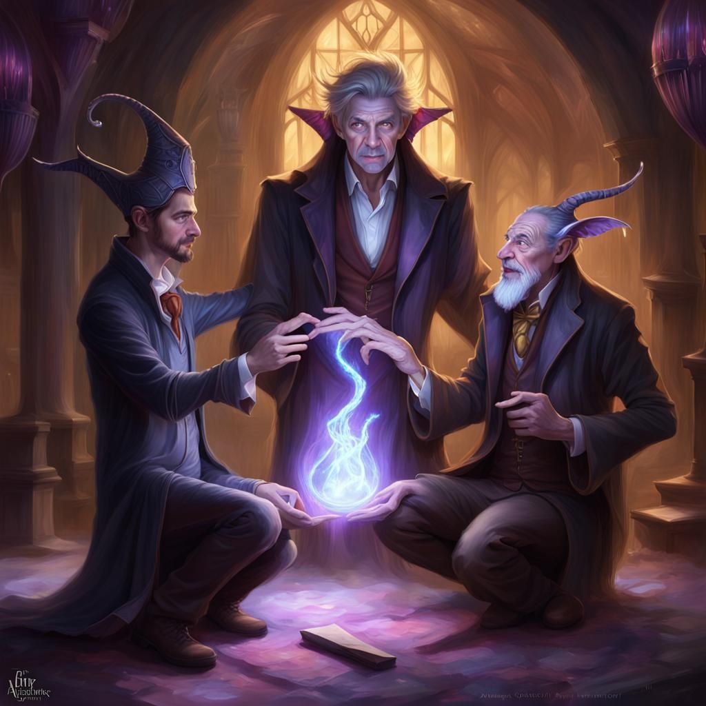 Magician and Apprentice in Fantasy Art Style