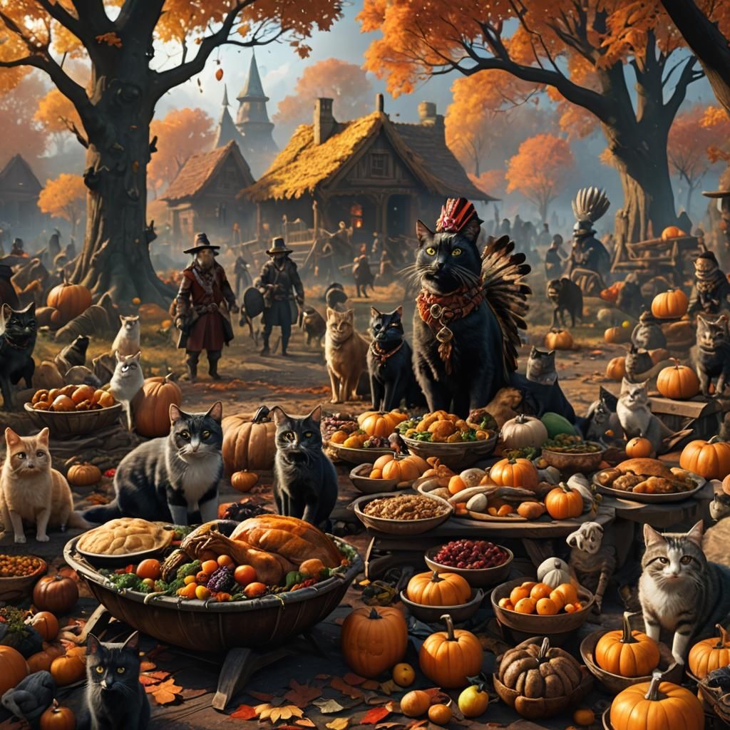 Thanksgiving with Cats: A Fantastical Feast