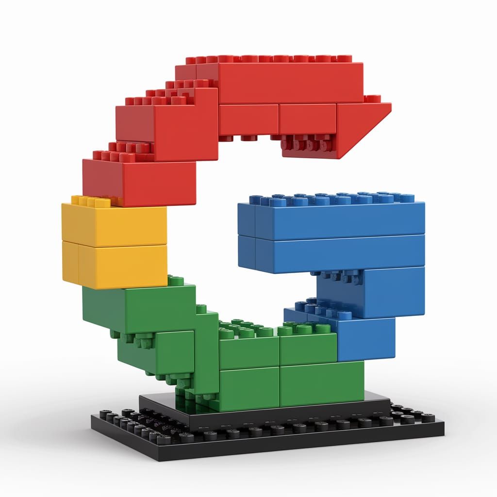 The Google logo made of Lego bricks