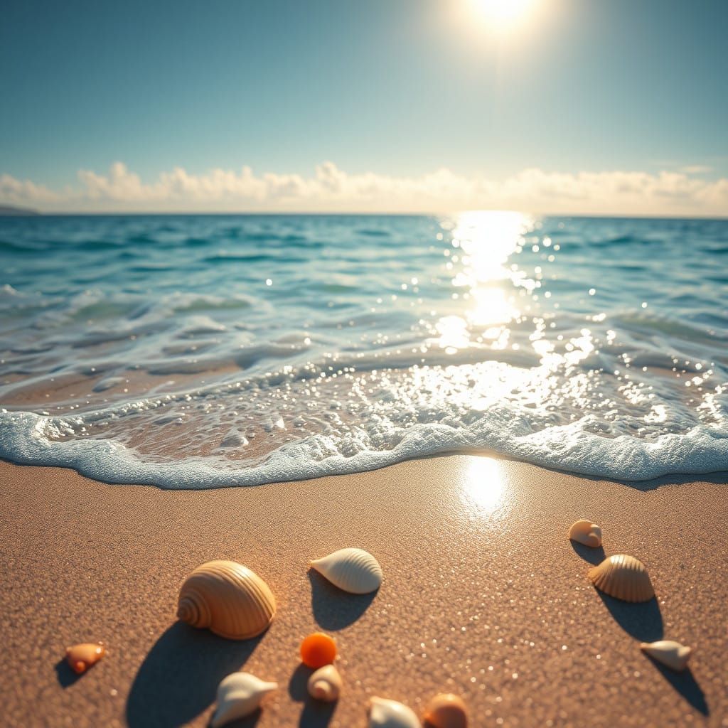 Vibrant New Zealand Beach Scene in Hyperrealistic Detail