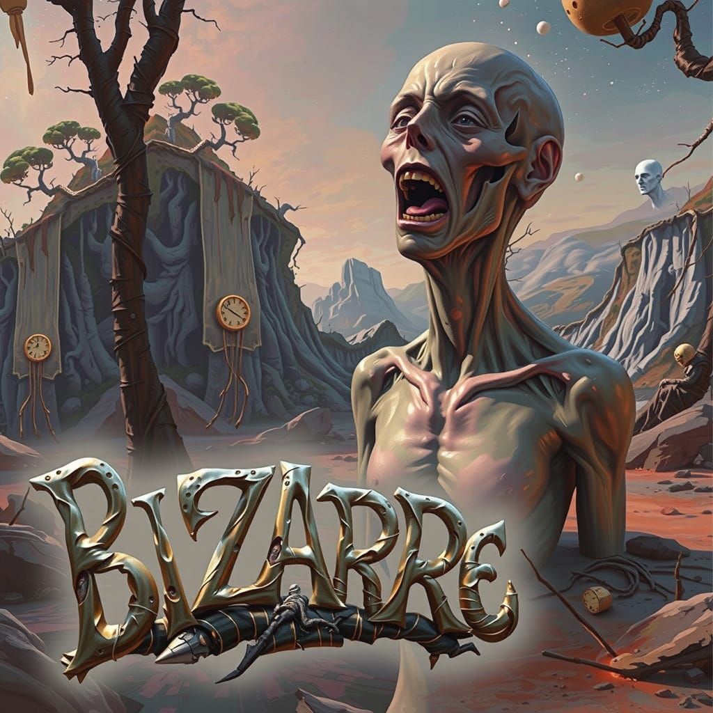 A Salvador Dali-inspired landscape unfolds with melting cloc...