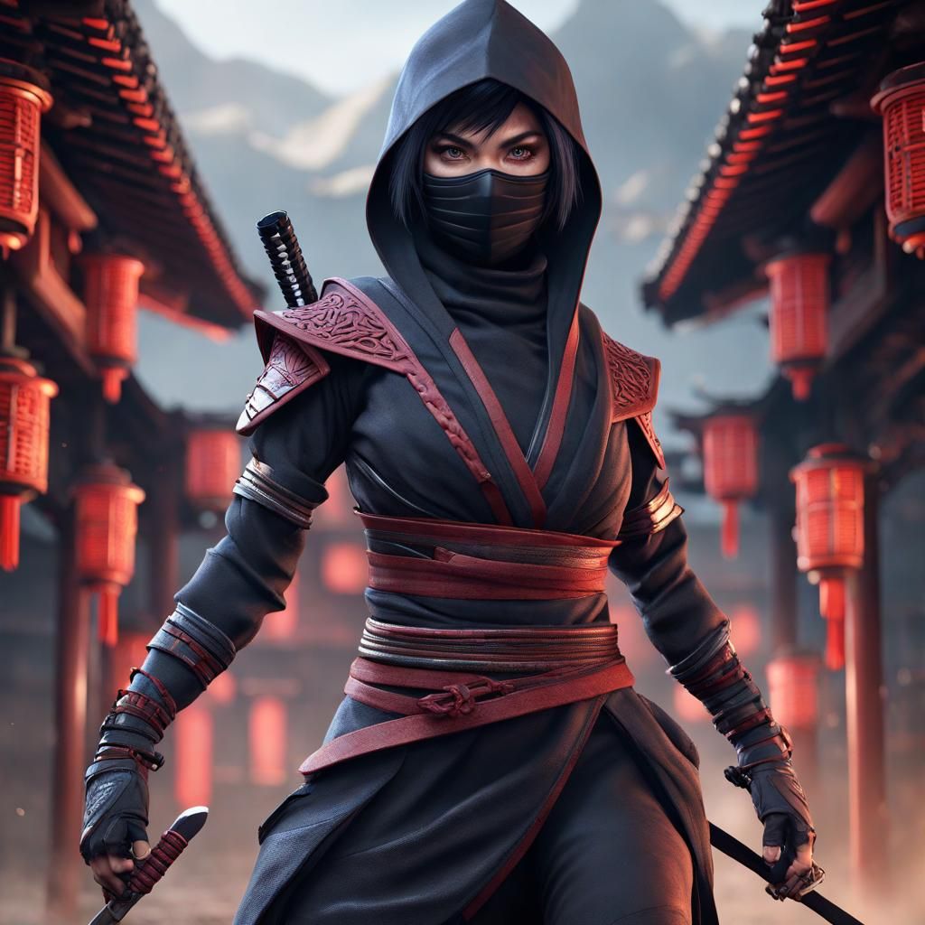 Fantasy Female Ninja in Detailed Matte Painting