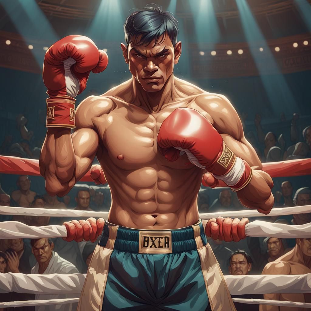 Indonesian Boxer Victory Portrait in Artgerm Style