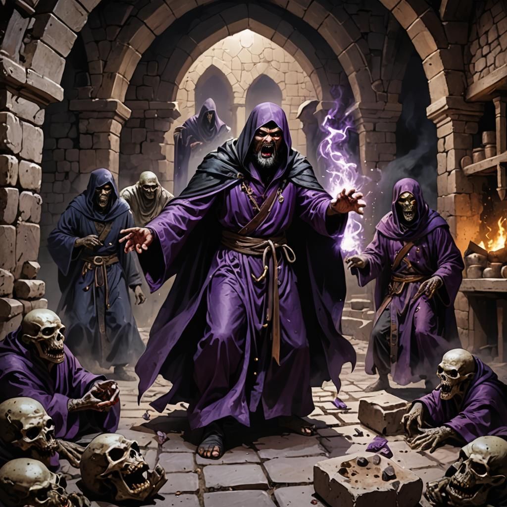 Angry Wizard Conjures Magic in Stone Cellar