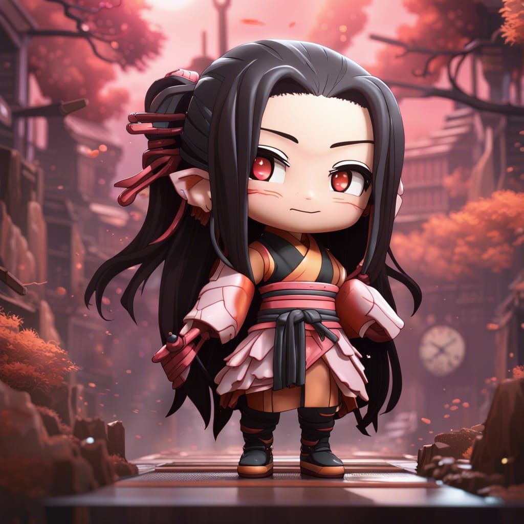 Chibi Nezuko Kamado: Detailed Fantasy Concept Art