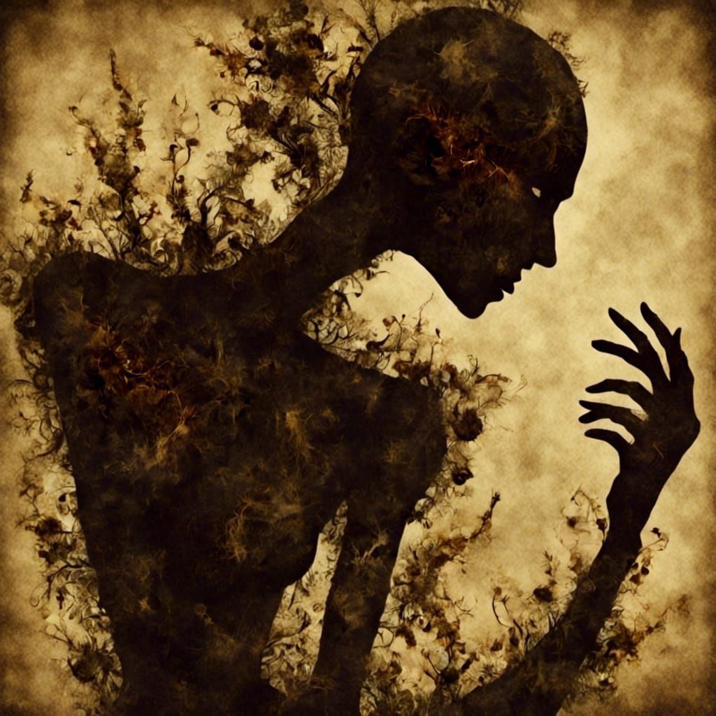 Grotesque Shadow Monster in Fractal Silhouette