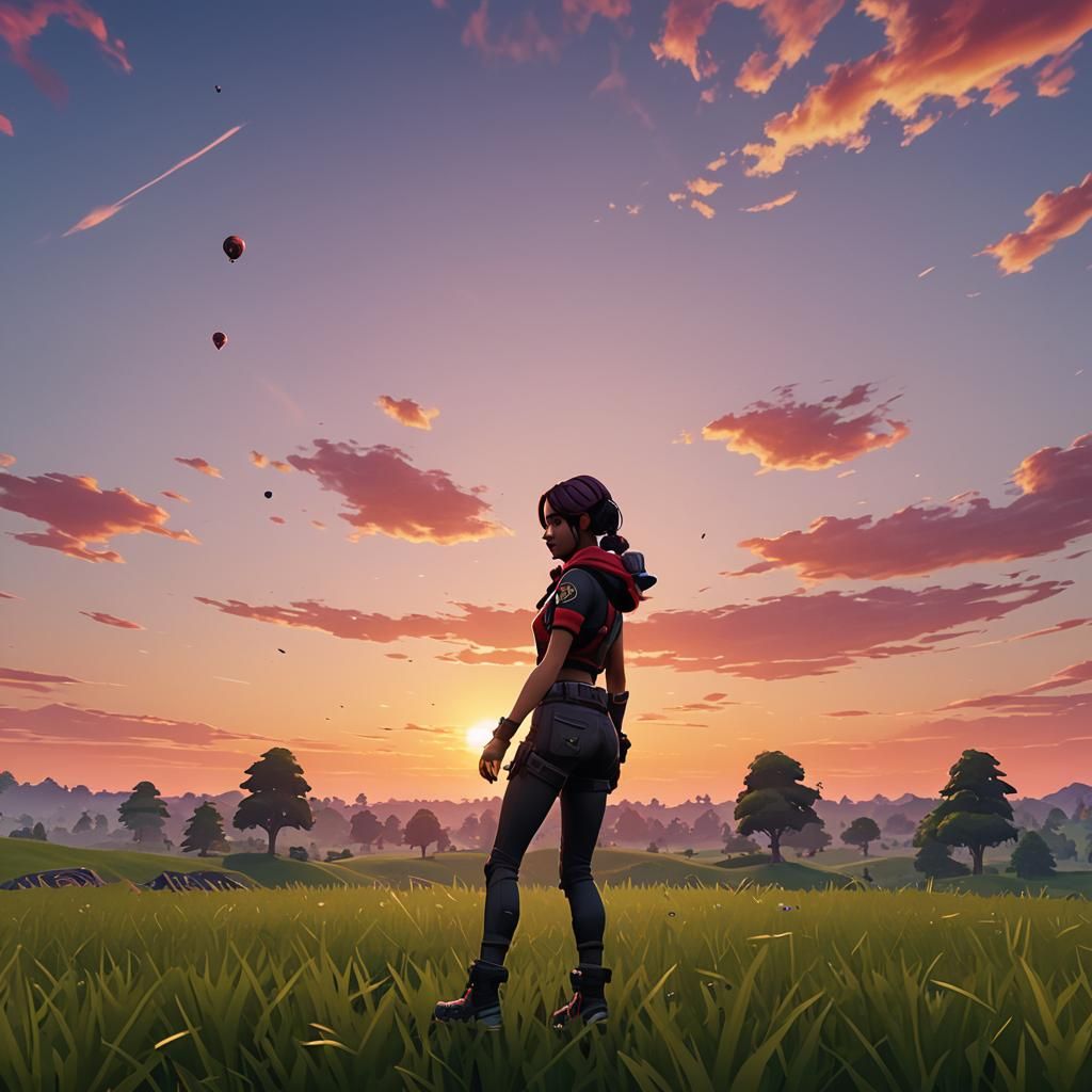 Ruby From Fortnite Flosses at Sunset