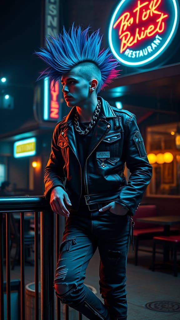 Young Rebel in Edgy Urban Landscape