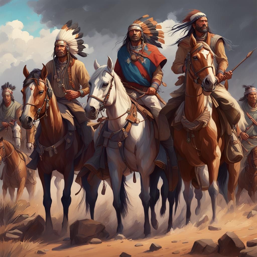 Yaqui Warriors Camp in Storm, Digital Art