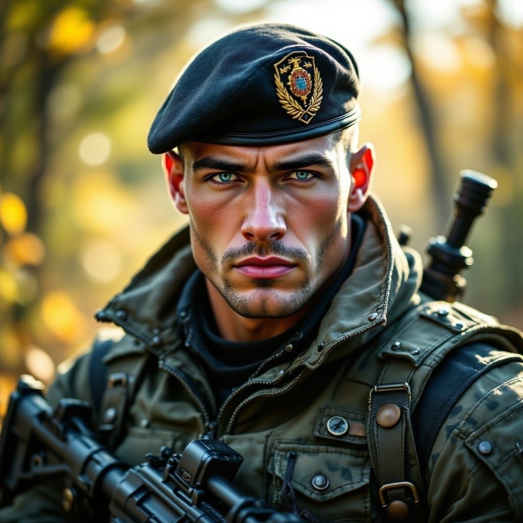 Heroic Soldier in Gritty War Tones