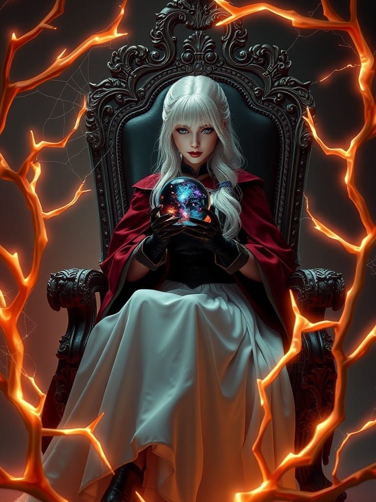 Platinum-Haired Magician with Glowing Vines