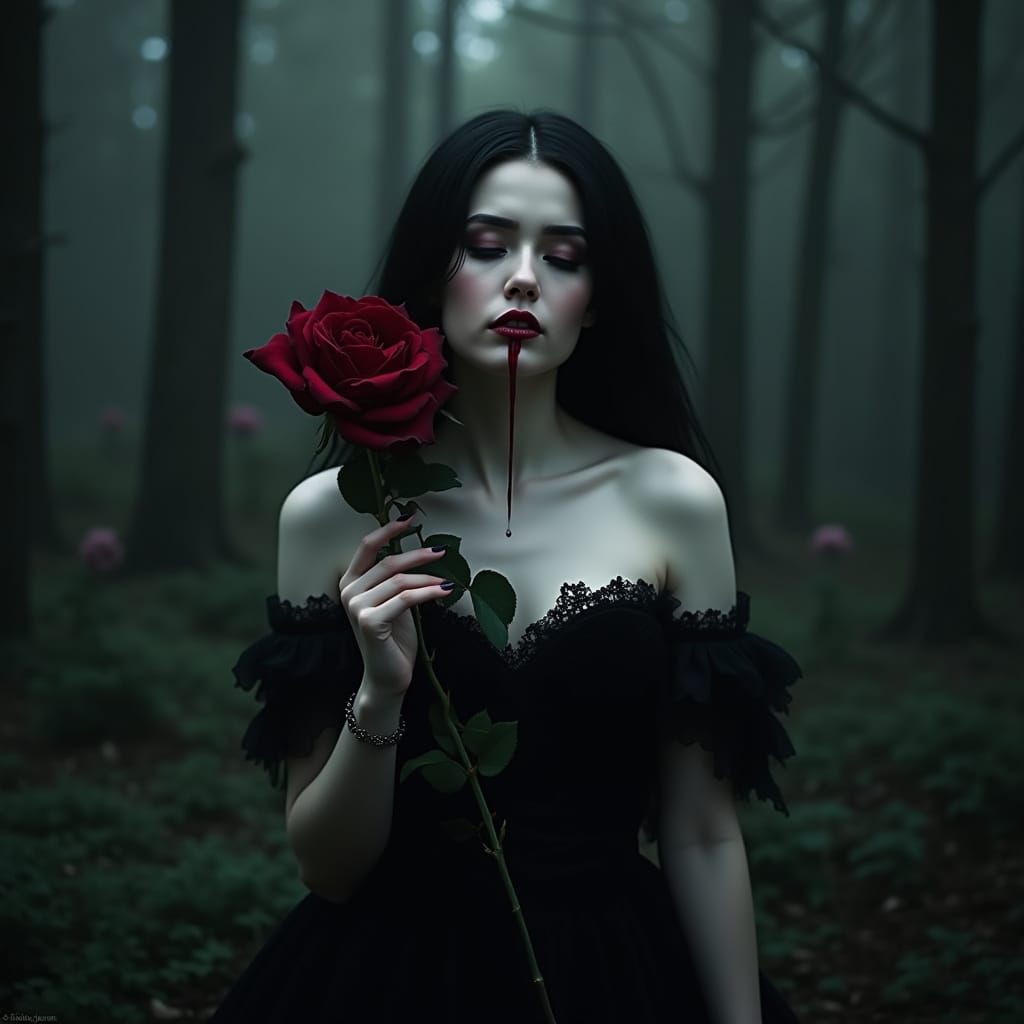 Ethereal Gothic Queen in Dark Forest