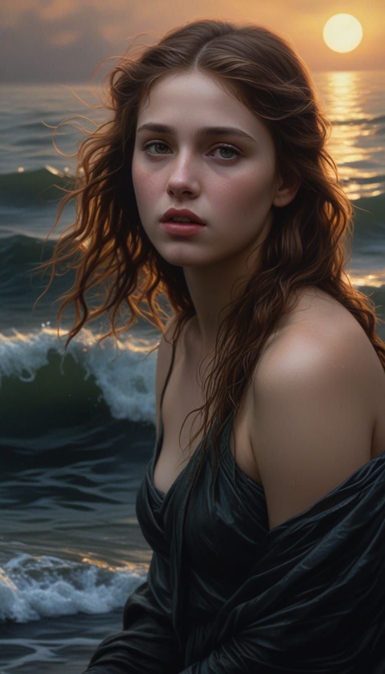 Ethereal Siren Rises from the Mysterious Sea in Dark Academi...