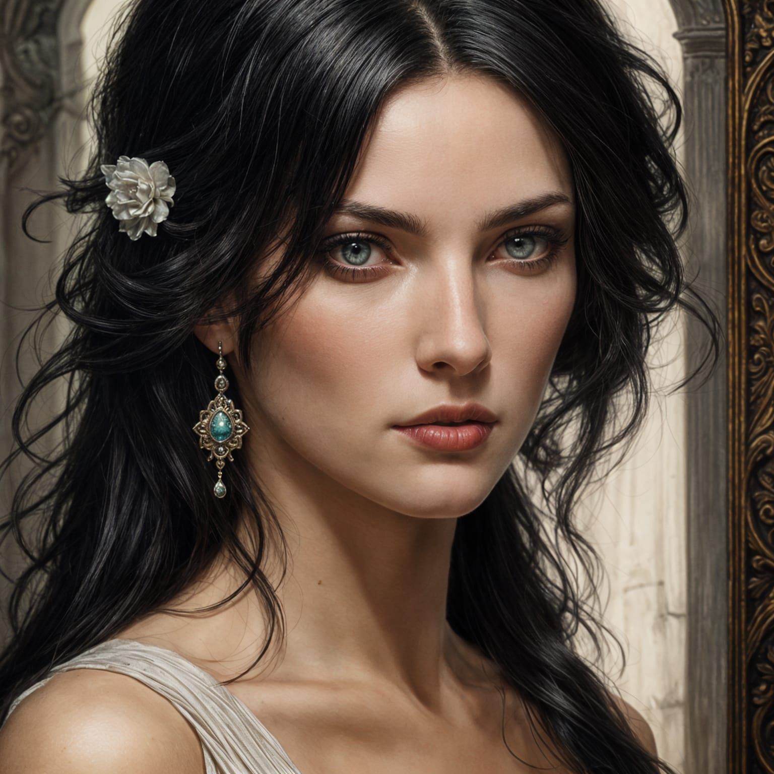 Grimdark Fantasy Goddess in Dark Tavern