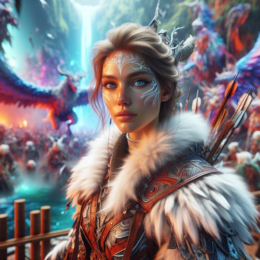 Fantasy Druid in Leather Armor, Detailed Digital Art