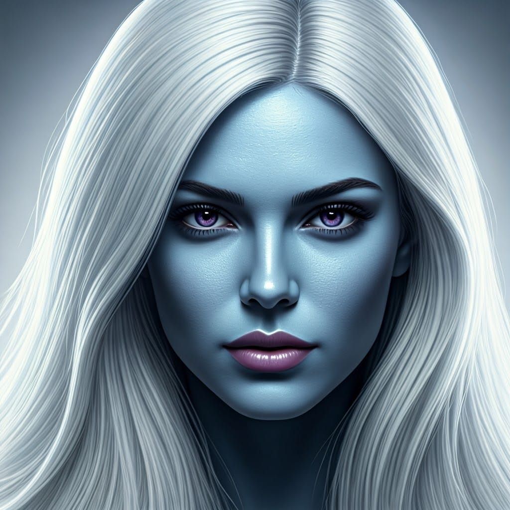 Gorgeous Woman in Hyperrealistic Portrait with Porcelain Ski...